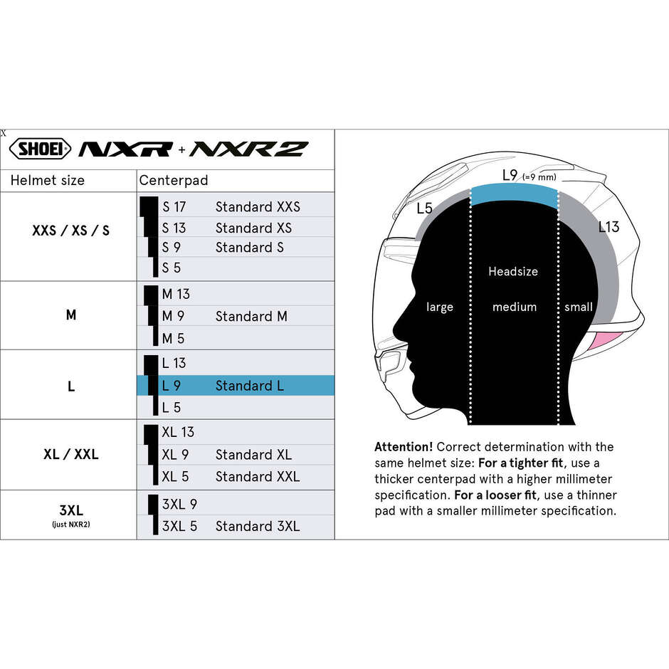 Shoei TYPE-E CENTER PAD Casque interne pour casque NXR ; NXR2